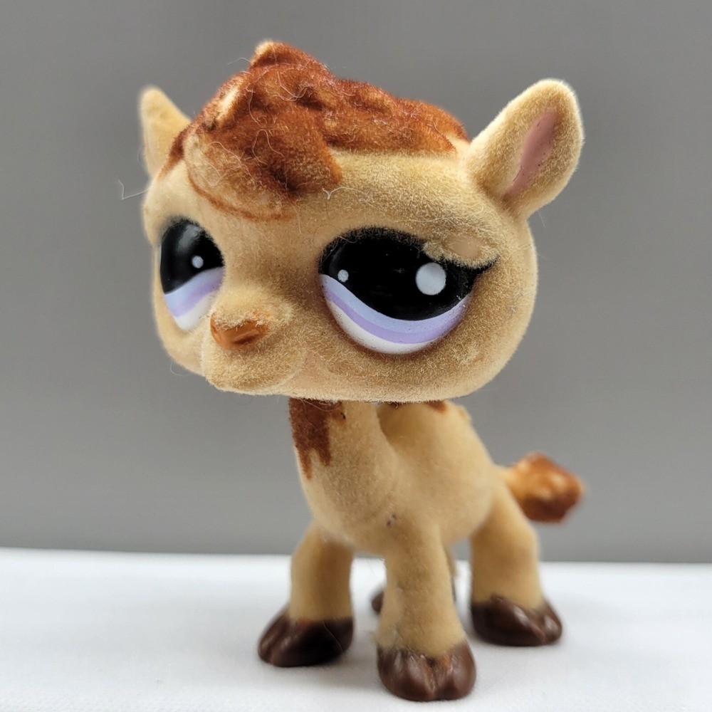 Littlest Pet Shop LPS #997 Camel Flocked Horse Figure Brown & Tan Hasbro